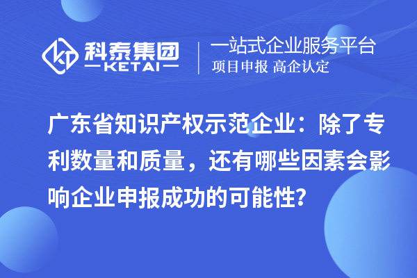 广东省知识产权示范企业：除了专利数量和质量，还有哪些因素会影响企业申报成功的可能性？