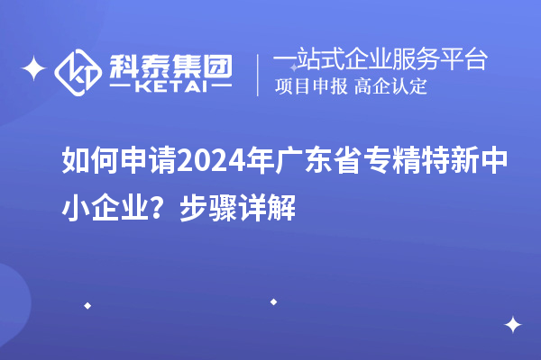 如何申请2024年广东省专精特新中小企业？步骤详解