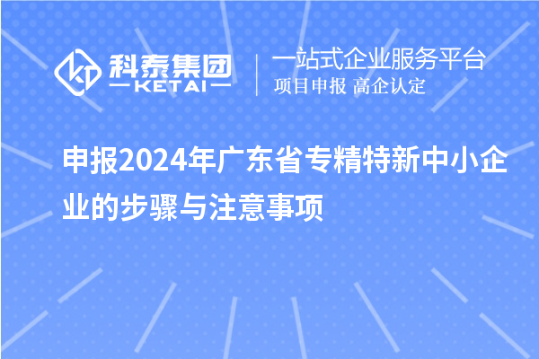 申报2024年广东省专精特新中小企业的步骤与注意事项