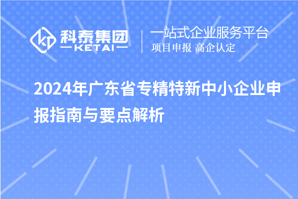 2024年广东省专精特新中小企业申报指南与要点解析