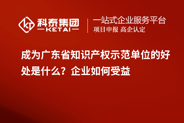 成为广东省知识产权示范单位的好处是什么？企业如何受益