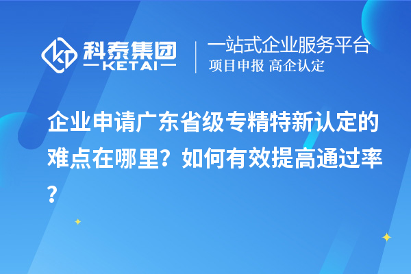 企业申请广东省级专精特新认定的难点在哪里？如何有效提高通过率？