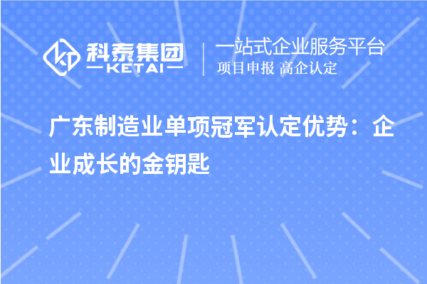 广东制造业单项冠军认定优势：企业成长的金钥匙