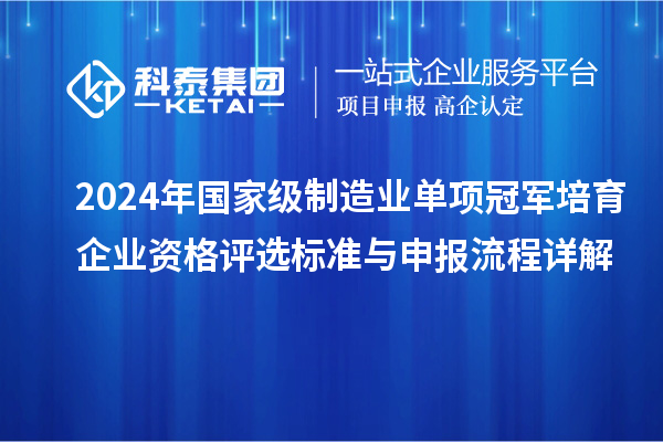 2024年国家级制造业单项冠军培育企业资格评选标准与申报流程详解