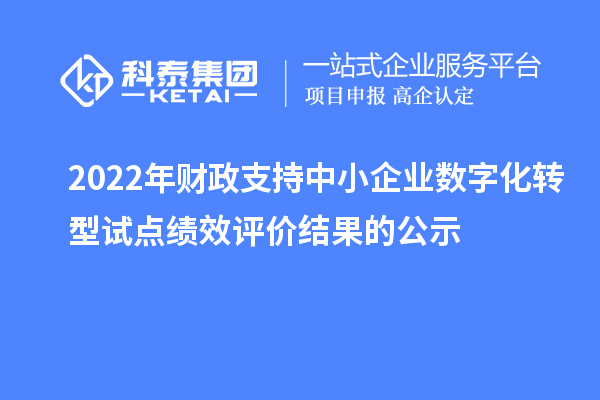 2022年财政支持中小企业数字化转型试点绩效评价结果的公示