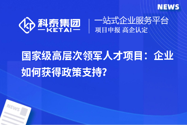  国家级高层次领军人才项目：企业如何获得政策支持？