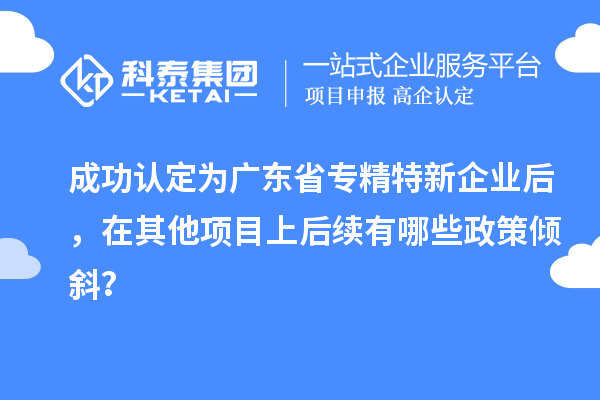 成功认定为广东省专精特新企业后，在其他项目上后续有哪些政策倾斜？