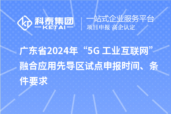 广东省2024年“5G+工业互联网”融合应用先导区试点申报时间、条件要求