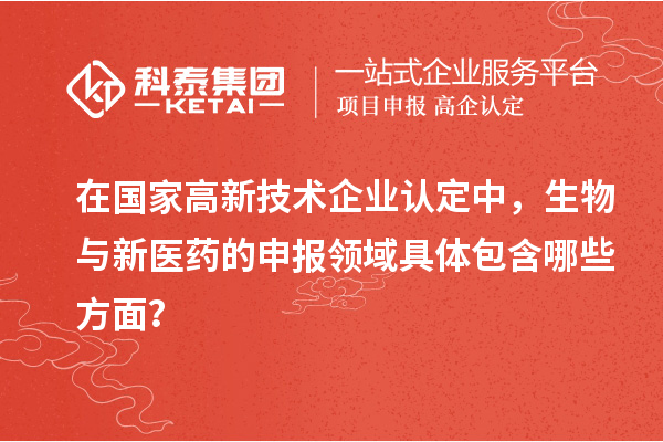 在国家
中，生物与新医药的申报领域具体包含哪些方面？