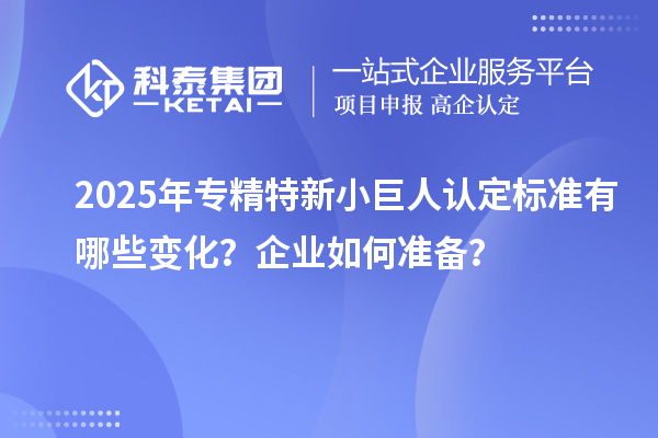 2025年专精特新小巨人认定标准有哪些变化？企业如何准备？