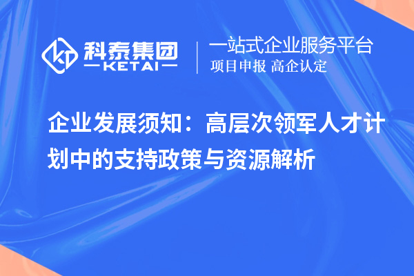  企业发展须知：高层次领军人才计划中的支持政策与资源解析