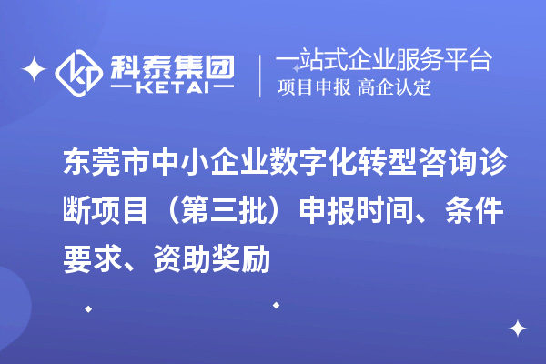 东莞市中小企业数字化转型咨询诊断项目（第三批）申报时间、条件要求、资助奖励