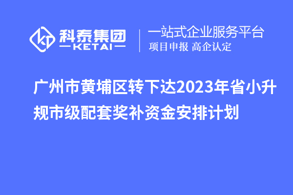 广州市黄埔区转下达2023年省小升规市级配套奖补资金安排计划