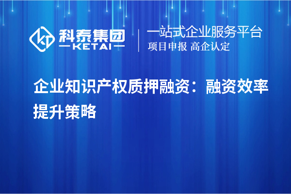 企业知识产权质押融资：融资效率提升策略