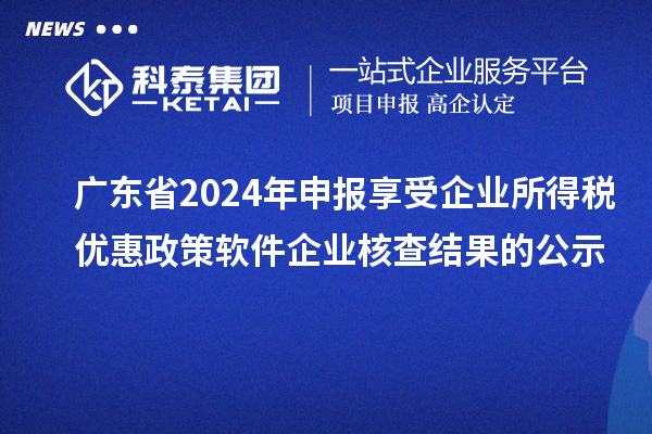 广东省2024年申报享受企业所得税优惠政策软件企业核查结果的公示