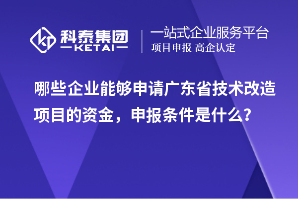 哪些企业能够申请广东省技术改造项目的资金，申报条件是什么？