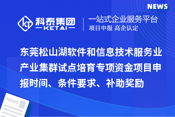 东莞松山湖软件和信息技术服务业产业集群试点培育专项资金项目申报时间、条件要求、补助奖励