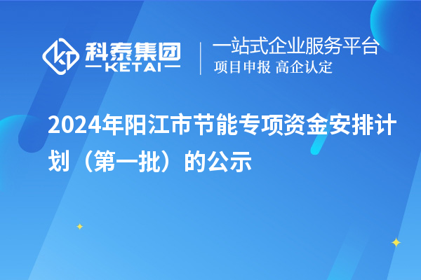 2024年阳江市节能专项资金安排计划（第一批）的公示