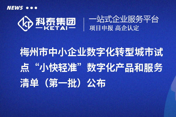 梅州市中小企业数字化转型城市试点“小快轻准”数字化产品和服务清单（第一批）公布