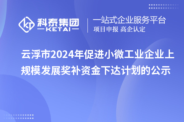 云浮市2024年促进小微工业企业上规模发展奖补资金下达计划的公示