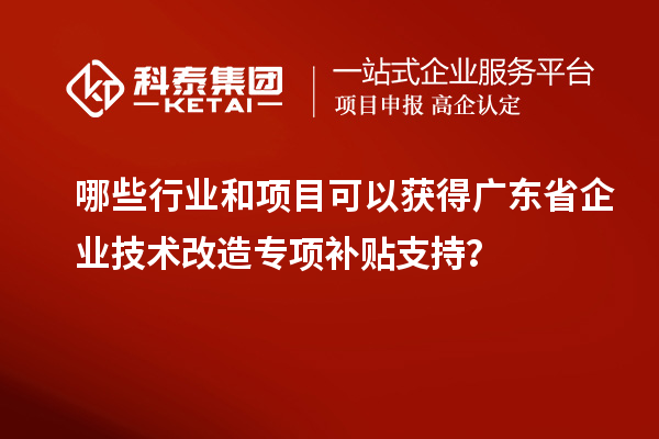 哪些行业和项目可以获得广东省企业技术改造专项补贴支持？