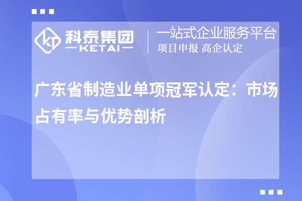 广东省制造业单项冠军认定：市场占有率与优势剖析