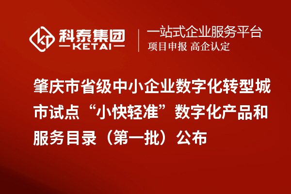 肇庆市省级中小企业数字化转型城市试点“小快轻准”数字化产品和服务目录（第一批）公布