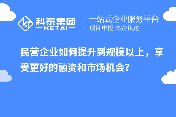 民营企业如何提升到规模以上，享受更好的融资和市场机会？