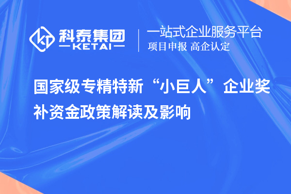 国家级专精特新“小巨人”企业奖补资金政策解读及影响