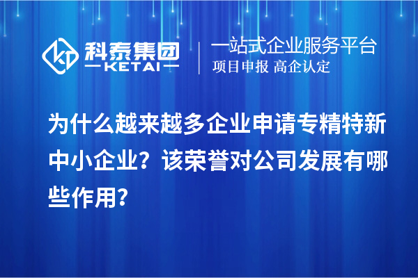 为什么越来越多企业申请专精特新中小企业？该荣誉对公司发展有哪些作用？