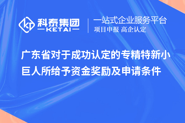 广东省对于成功认定的专精特新小巨人所给予资金奖励及申请条件