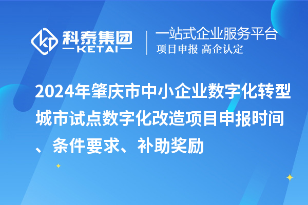 2024年肇庆市中小企业数字化转型城市试点数字化改造项目申报时间、条件要求、补助奖励