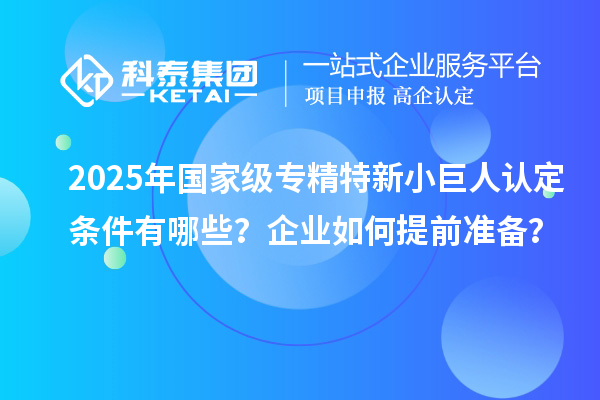 2025年国家级专精特新小巨人认定条件有哪些？企业如何提前准备？