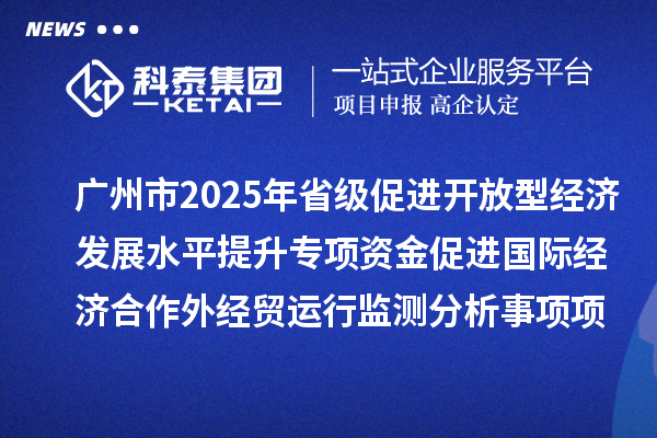 广州市2025年省级促进开放型经济发展水平提升专项资金促进国际经济合作外经贸运行监测分析事项项目拟安排项目计划的公示