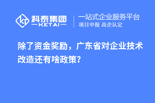 除了资金奖励，广东省对企业技术改造还有啥政策？
