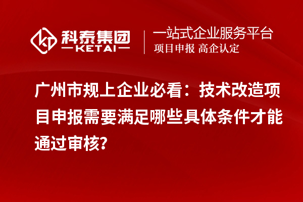 广州市规上企业必看：技术改造项目申报需要满足哪些具体条件才能通过审核？