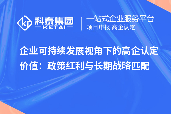 企业可持续发展视角下的高企认定价值：政策红利与长期战略匹配