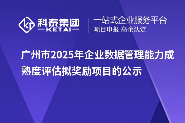 广州市2025年企业数据管理能力成熟度评估拟奖励项目的公示