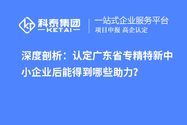 深度剖析：认定广东省专精特新中小企业后能得到哪些助力？