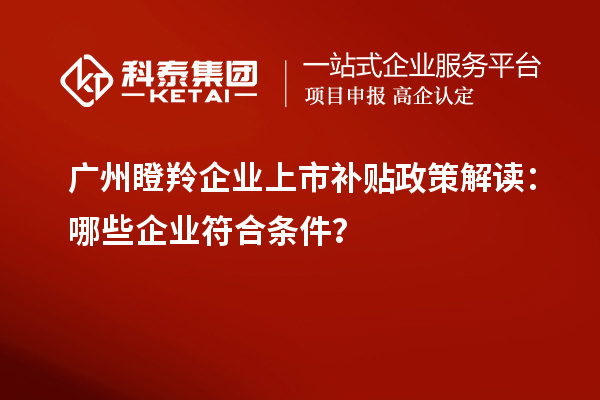 广州瞪羚企业上市补贴政策解读：哪些企业符合条件？
