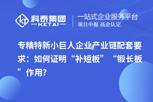 专精特新小巨人企业产业链配套要求：如何证明“补短板”“锻长板”作用？