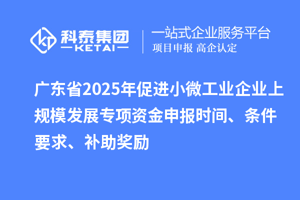 广东省2025年促进小微工业企业上规模发展专项资金申报时间、条件要求、补助奖励