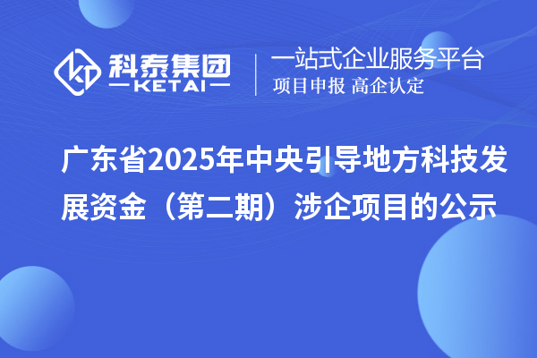 广东省2025年中央引导地方科技发展资金（第二期）涉企项目的公示