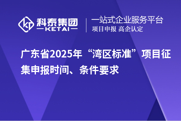 广东省2025年“湾区标准”项目征集申报时间、条件要求