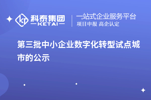 第三批中小企业数字化转型试点城市的公示