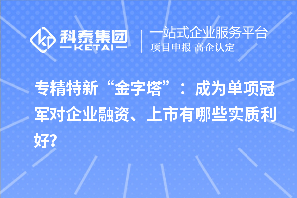 专精特新“金字塔”：成为单项冠军对企业融资、上市有哪些实质利好？