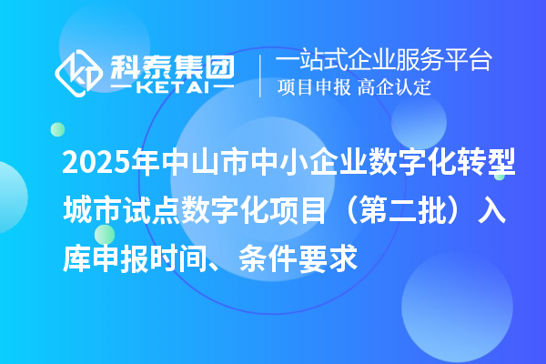2025年中山市中小企业数字化转型城市试点数字化项目（第二批）入库申报时间、条件要求