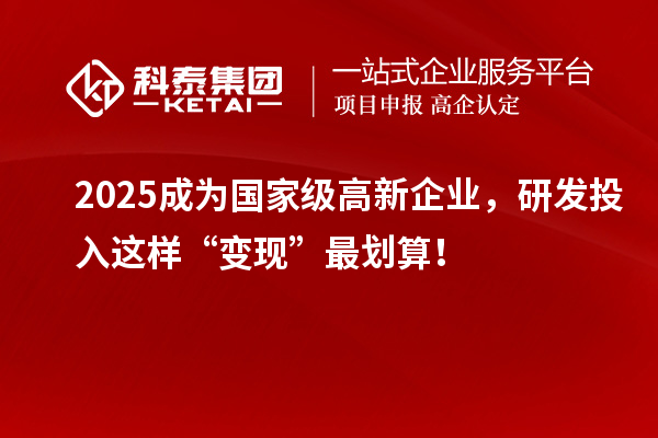 2025成为国家级高新企业，研发投入这样“变现”最划算！