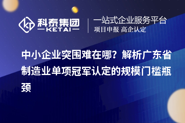 中小企业突围难在哪？解析广东省制造业单项冠军认定的规模门槛瓶颈