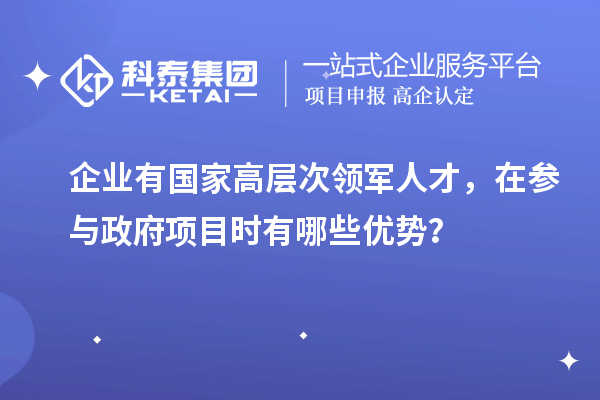 企业有国家高层次领军人才，在参与政府项目时有哪些优势？